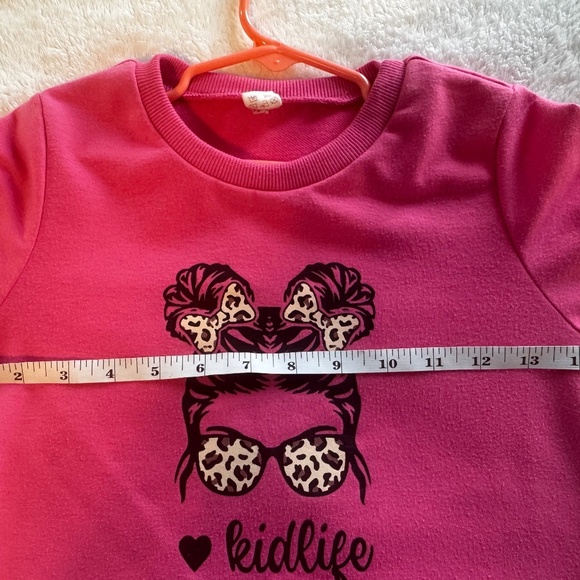 Girl's Hot Pink with Leopard Sweatshirt - Picture 3 of 4